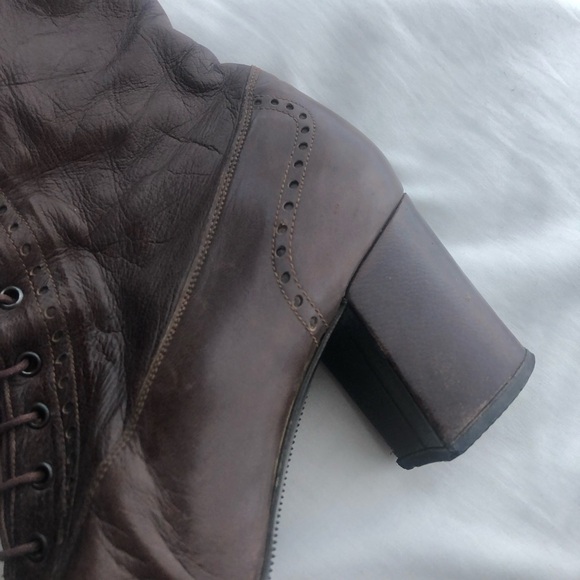 Victorian Style Alpine Dark Brown Leather Lace-Up Boots - Picture 11 of 13